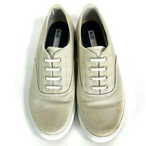 Keds Sneakers Tan Canvas Elastic Lace Up Womens 8
